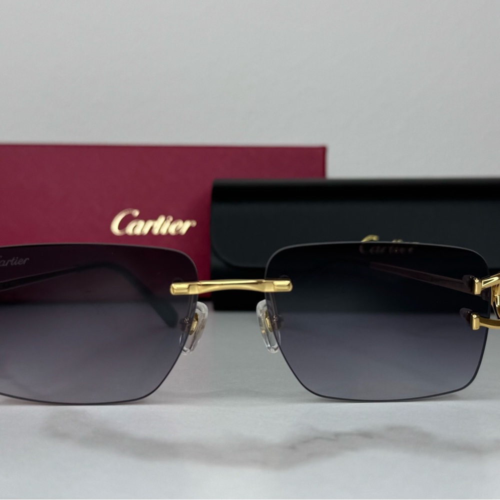 Cartier Gold Frame Sunglasses with Dark Lenses